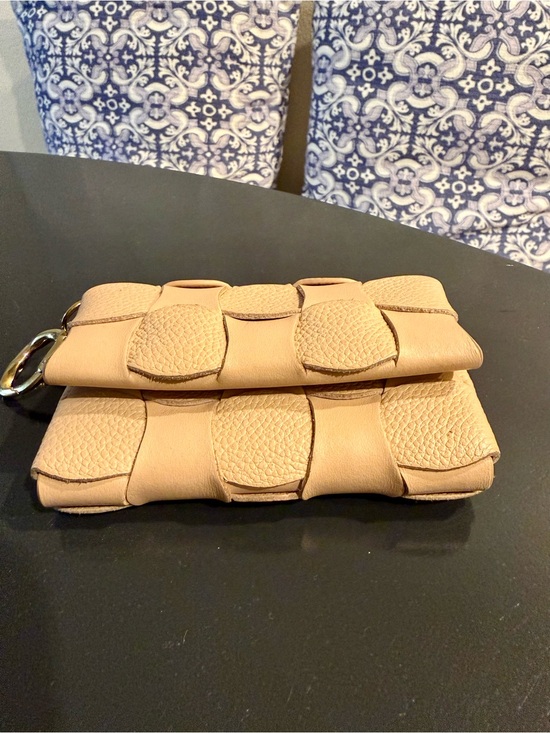 Polene Accessories - Polene Beige Woven Leather Key & Card Holder